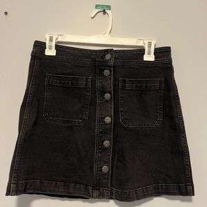 Madewell Black Button-Front Denim Skirt